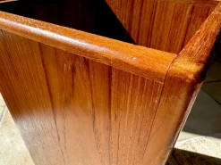 Pamono Large Brutalist Teak Sculptural Waste Basket, Denmark, 1970s><noscript><img width=