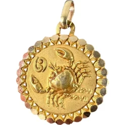 Sale Pamono Large Cancer Zodiac Starsign 18k Yellow Gold Charm Pendant, 1920s