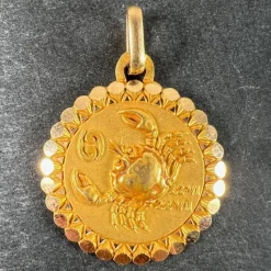Sale Pamono Large Cancer Zodiac Starsign 18k Yellow Gold Charm Pendant, 1920s