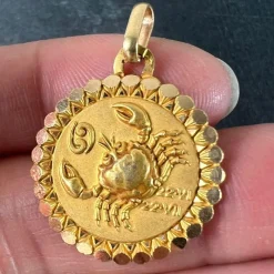 Sale Pamono Large Cancer Zodiac Starsign 18k Yellow Gold Charm Pendant, 1920s