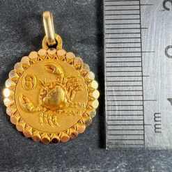 Sale Pamono Large Cancer Zodiac Starsign 18k Yellow Gold Charm Pendant, 1920s