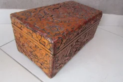 Pamono Large Carved Wooden Box with Floral and Bird Decor, 1930s><noscript><img width=