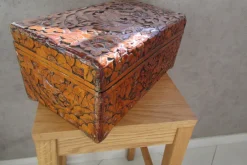 Pamono Large Carved Wooden Box with Floral and Bird Decor, 1930s><noscript><img width=