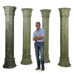 Pamono Large Carved Wooden Columns, Set of 4> Pedestals And Columns