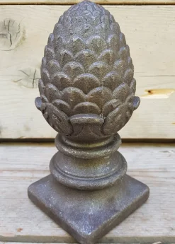Pamono Large Cast Iron Pine Cone Post Head Architectural Ornament><noscript><img width=