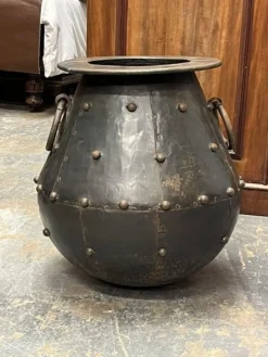 Pamono Large Cauldron Shaped Metal Planter><noscript><img width=
