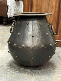 Pamono Large Cauldron Shaped Metal Planter><noscript><img width=