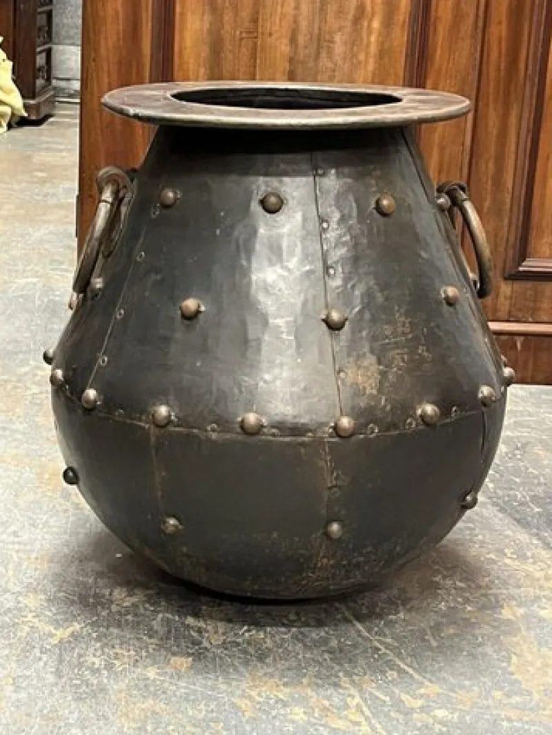 Pamono Large Cauldron Shaped Metal Planter> Garden Accessories