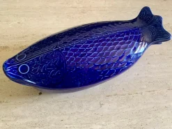 Pamono Large Ceramic Blue Fish from Environmental Ceramics, Inc., San Francisco, 1966> Serving Dishes