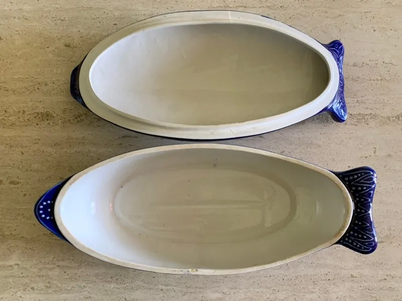 Pamono Large Ceramic Blue Fish from Environmental Ceramics, Inc., San Francisco, 1966> Serving Dishes