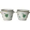 Pamono Large Chinese Bouquet Apponyi Green Porcelain Cache Pots from Herend Hungary, Set of 2> Garden Accessories