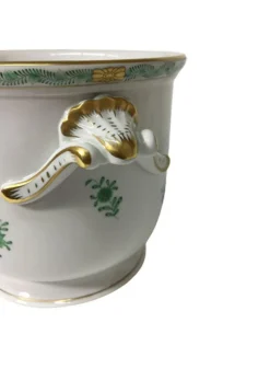 Pamono Large Chinese Bouquet Apponyi Green Porcelain Cache Pots from Herend Hungary, Set of 2><noscript><img width=