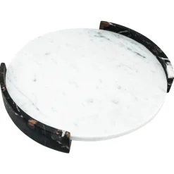 Hot Pamono Large Circular Triptych Tray in White Carrara Marble