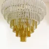 New Pamono Large Clear and Amber Triedro Murano Glass Chandelier