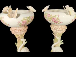 Pamono Large Columns with Heron and Papillons Flower Pots by Delphin Massier, Set of 2><noscript><img width=