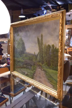 Pamono Large Countryside Landscape, 19th Century, Painting on Canvas, Framed><noscript><img width=