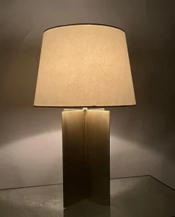 Pamono Large Croisillon Brass Lamps with Parchment Shades by Atelier Cabanel, Set of 2><noscript><img width=