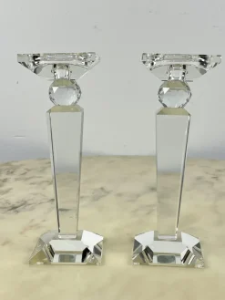 Hot Pamono Large Crystal Candelabra, Austria, 1980s, Set of 2