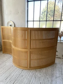 Pamono Large Curved Beech Screen, 1980s, Set of 3