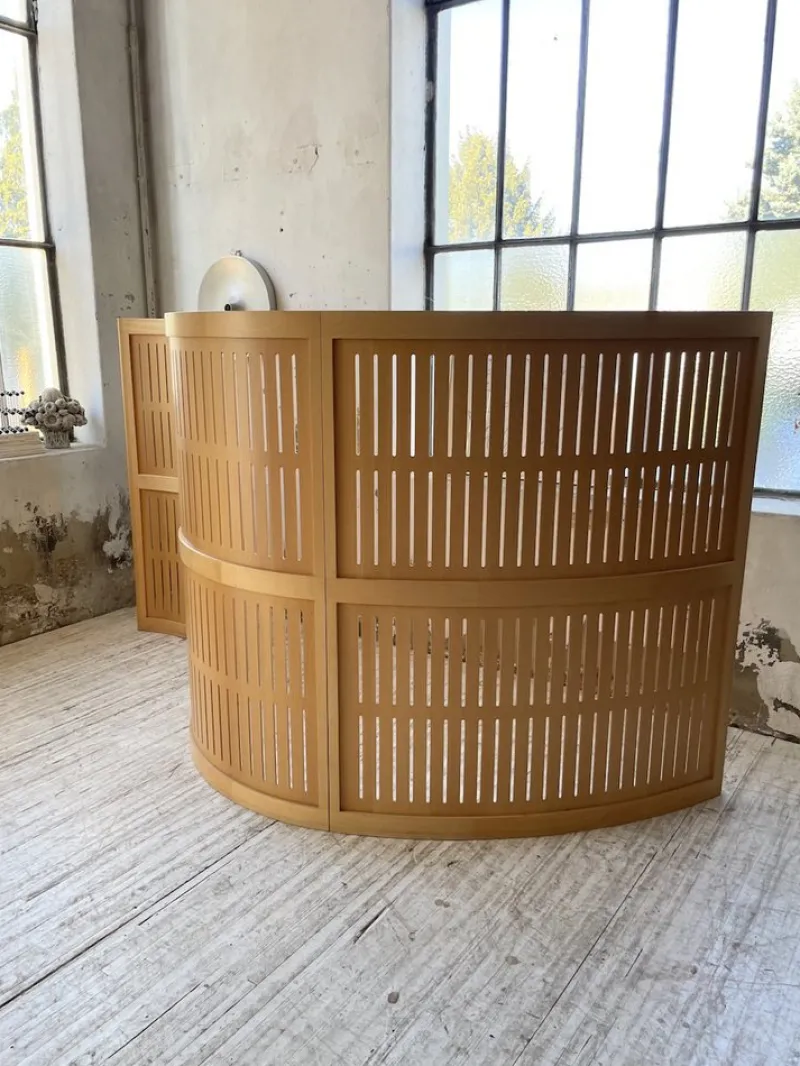 Pamono Large Curved Beech Screen, 1980s, Set of 3