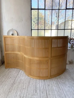 Pamono Large Curved Beech Screen, 1980s, Set of 3