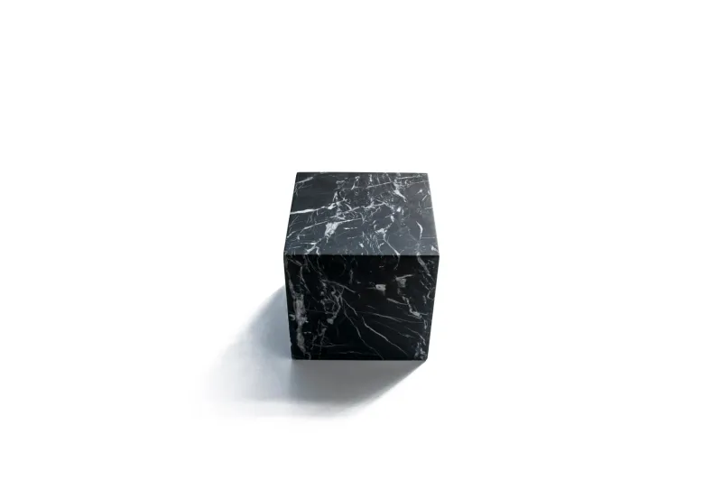 Pamono Large Decorative Paperweight Cube in Black Marquina Marble> Decorative Objects