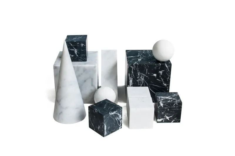 Pamono Large Decorative Paperweight Cube in Black Marquina Marble> Decorative Objects