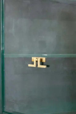 Clearance Pamono Large Display Cabinet in Green Lacquered Wood with Brass Details, 1980s
