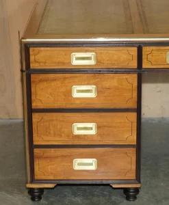 Pamono Large Double Sided Military Campaign Twin Pedestal Desk><noscript><img width=