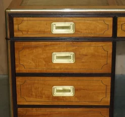 Pamono Large Double Sided Military Campaign Twin Pedestal Desk><noscript><img width=