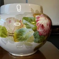 Pamono Large Earthenware Ceramic Roses Floral Planter, 1900s><noscript><img width=