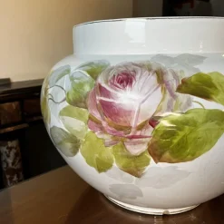 Pamono Large Earthenware Ceramic Roses Floral Planter, 1900s><noscript><img width=