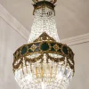 Pamono Large Empire Style Crystal and Bronze 6-Light Chandelier, 1930s> Ceiling Lights