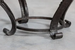 Pamono Large English Circular Marble Top Wrought Iron Table, 1950s><noscript><img width=