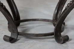 Pamono Large English Circular Marble Top Wrought Iron Table, 1950s><noscript><img width=