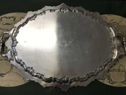 Outlet Pamono Large English Silver Metal Tray, 1930s