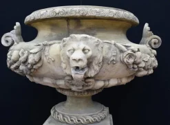 Pamono Large English Stone Garden Urn on Pedestal Plinth> Garden Accessories