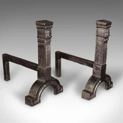 Online Pamono Large English Victorian Adirons in Cast Iron, 1890s, Set of 2