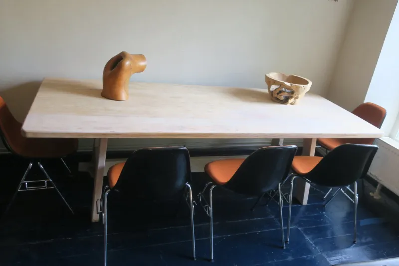 Clearance Pamono Large Farmhouse Dining Table in Limed Oak, 1940s-1950s