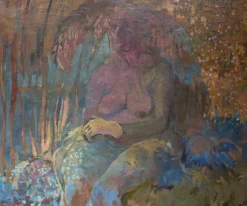 Pamono Large Female Nude in a Surrealist Landscape, Oil on Canvas><noscript><img width=