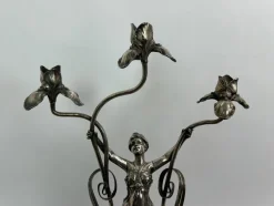 New Pamono Large Figural Candlestick with Nymph Femme Fatale from Wmf, 1890s