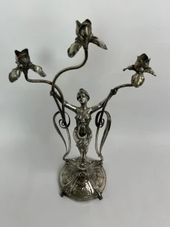 New Pamono Large Figural Candlestick with Nymph Femme Fatale from Wmf, 1890s