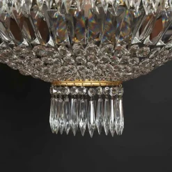 New Pamono Large Five-Light Crystal Ceiling Lamp, 1950s