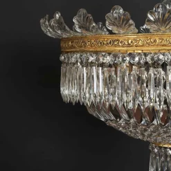 New Pamono Large Five-Light Crystal Ceiling Lamp, 1950s