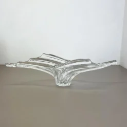 Outlet Pamono Large Floral Crystal Glass Shell Bowl Centerpiece from Art Vannes, France, 1970