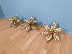 Pamono Large Floral Wall Light attributed to Willy Daro for Massive, Belgium, 1970s><noscript><img width=