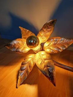 Pamono Large Floral Wall Light attributed to Willy Daro for Massive, Belgium, 1970s><noscript><img width=