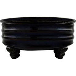 Discount Pamono Large Flower Pot with Dark Blue Glaze by Svend Hammershøi for Kähler, 1940s