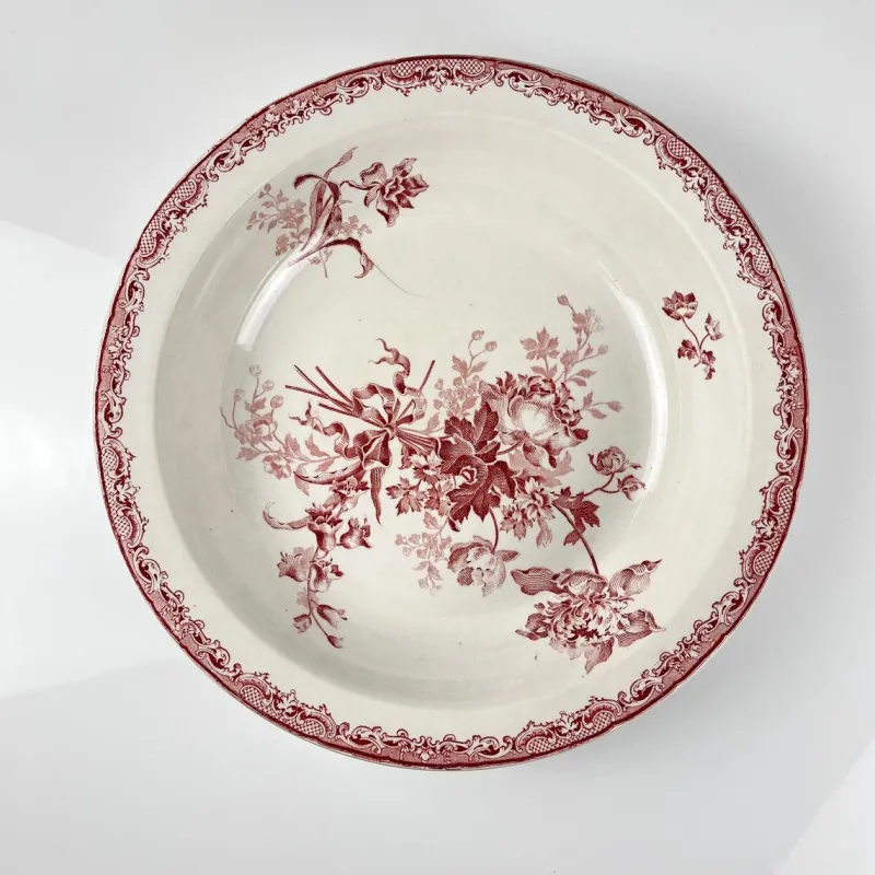 Pamono Large Fontange Hollow Dish in Earthernware from Sarreguemines, 19th-20th Century