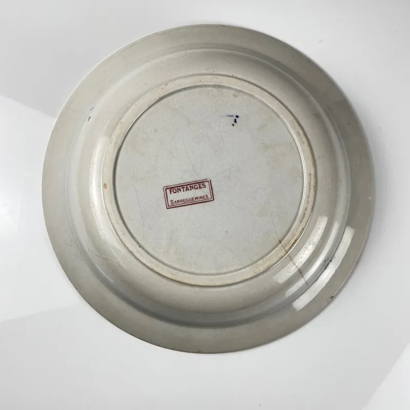 Pamono Large Fontange Hollow Dish in Earthernware from Sarreguemines, 19th-20th Century